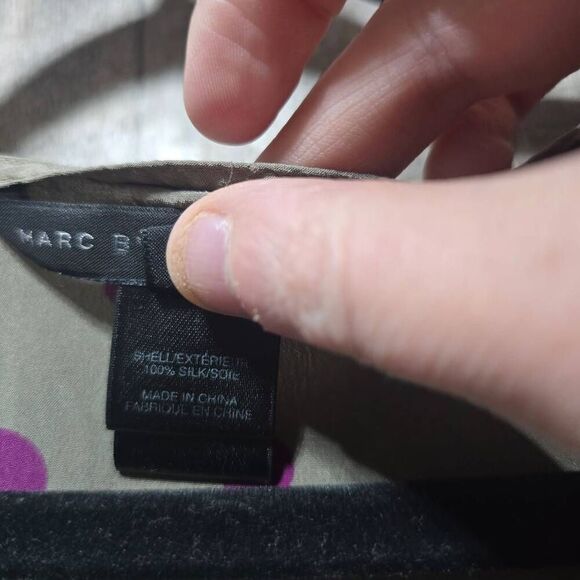 MARC BY MARC JACOBS Silk V Neck Polka Dot Gathered Dress Midi - Picture 5 of 5